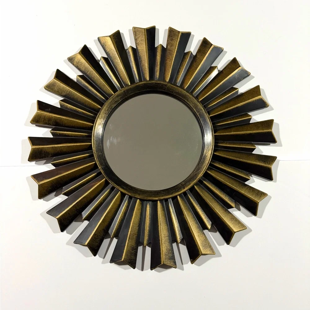 Bronze Sunburst Wall Mirror Set - Decorative Home Wall Decor